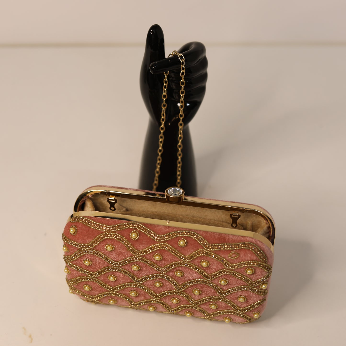 Rose Gold Embroidered Clutch – Luxury Party & Wedding Bag
