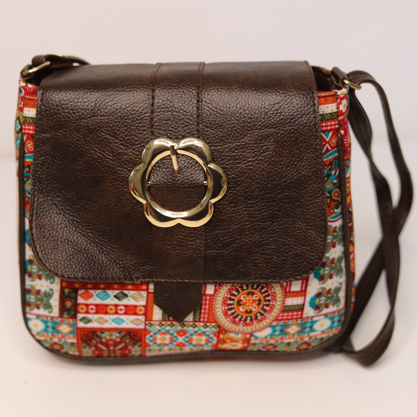 Ethnic Print Sling Handbag – Orange Base
