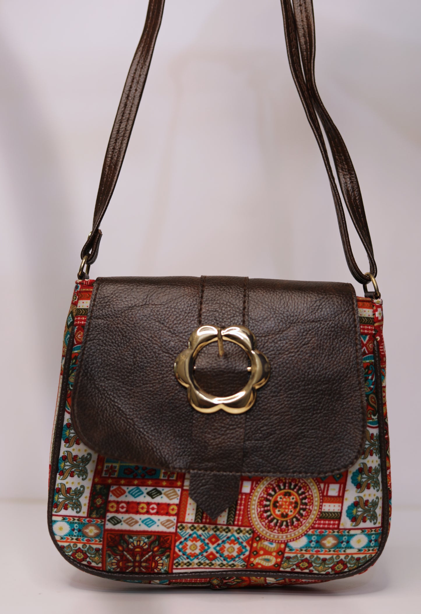 Ethnic Print Sling Handbag – Orange Base
