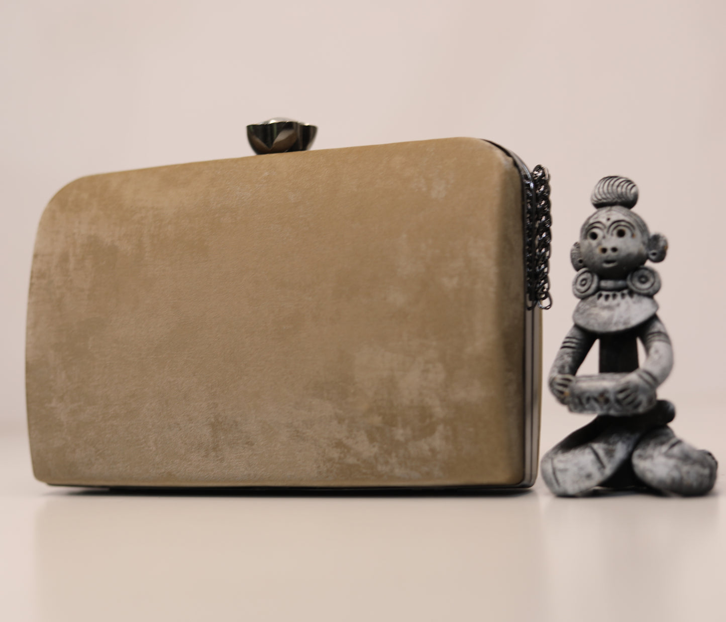 Dusty Brown Velvet Clutch Bag – Elegant Party Essential