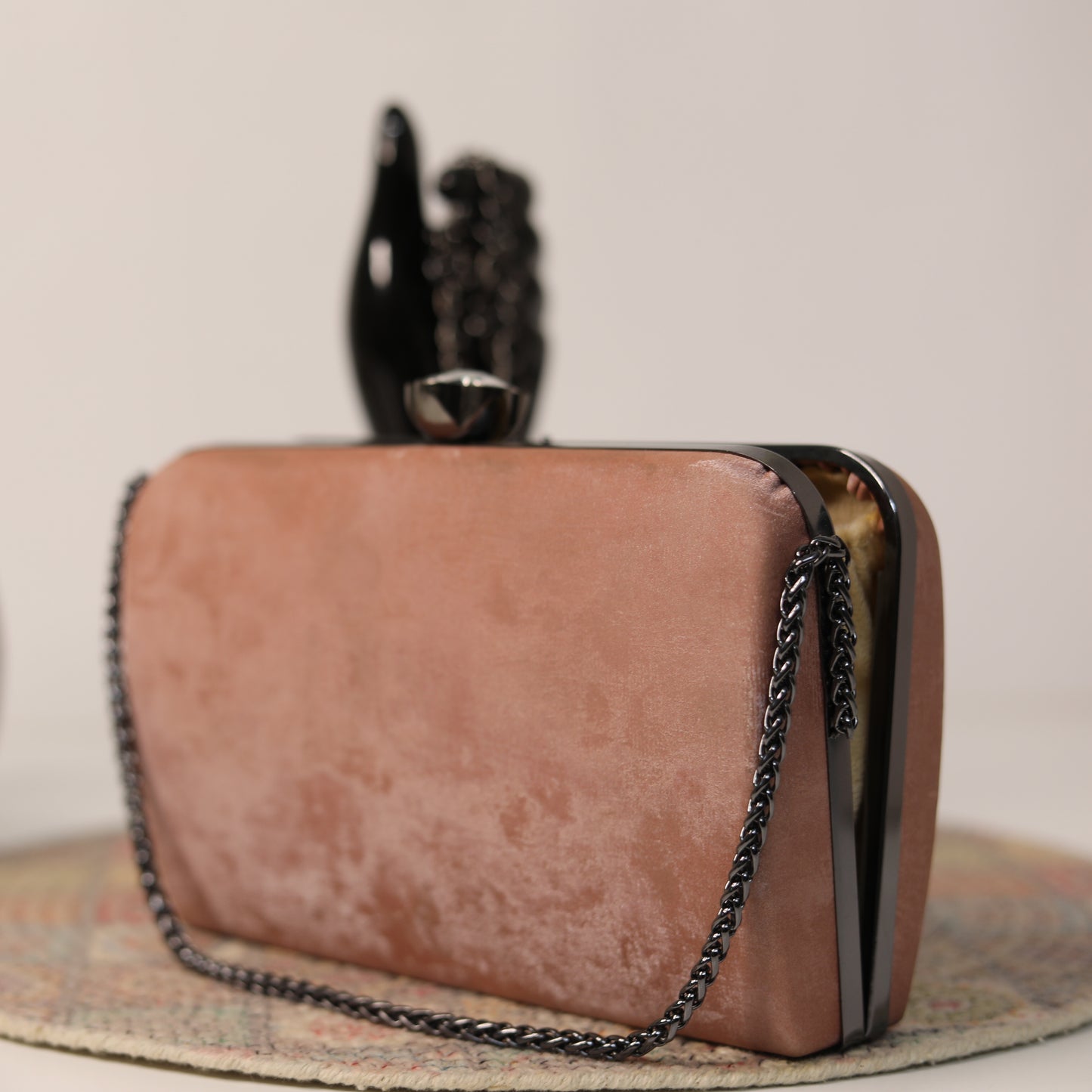 Terracotta Peach Velvet Clutch Bag – Elegant Party Essential
