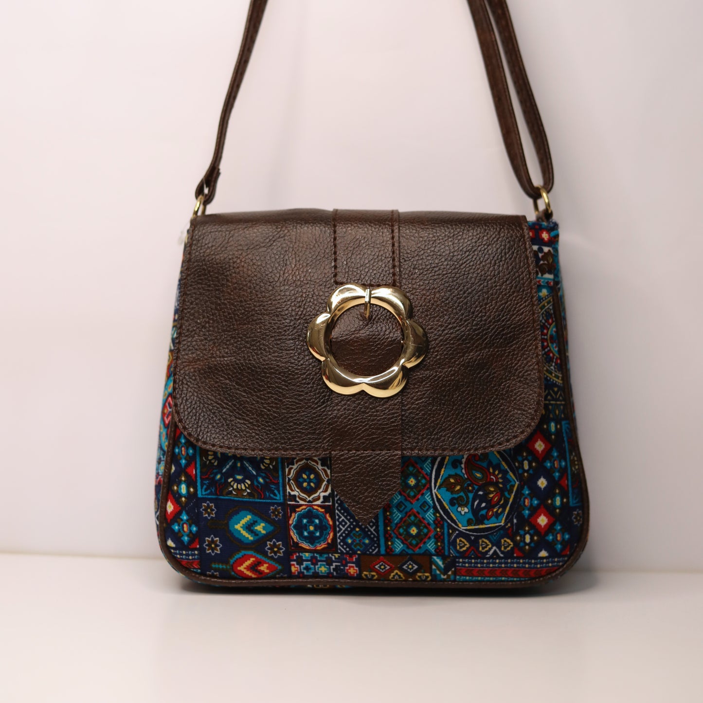 Ethnic Print Sling Handbag – Blue Base
