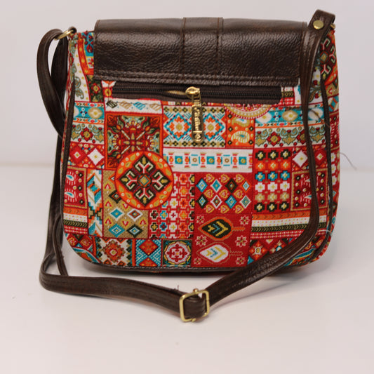 Ethnic Print Sling Handbag – Orange Base
